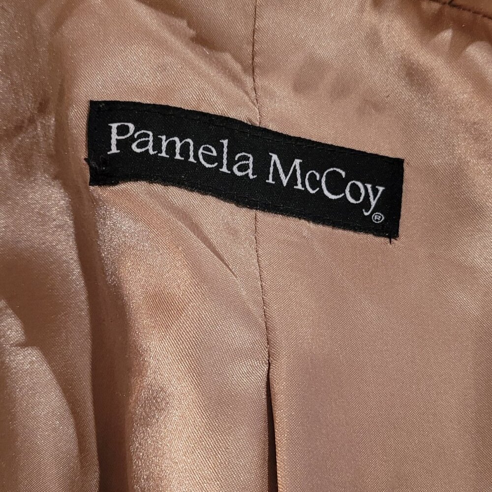 Pamela McCoy Faux Fur Leopard Print Pea Coat in Tan, Black, Cream - Picture 8 of 11